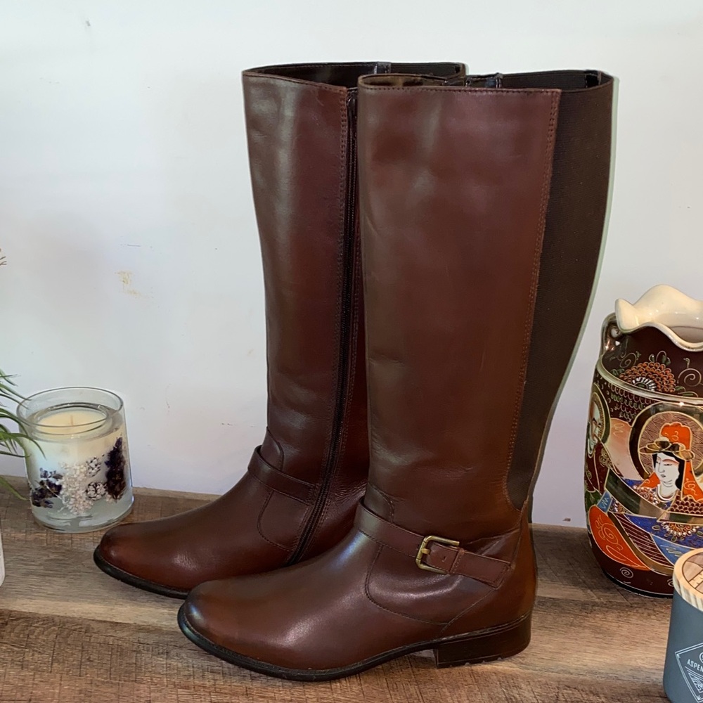 Clarks Plaza Pilot Tall Riding Boots Just Below the Knee Size 11 - Picture 9 of 16